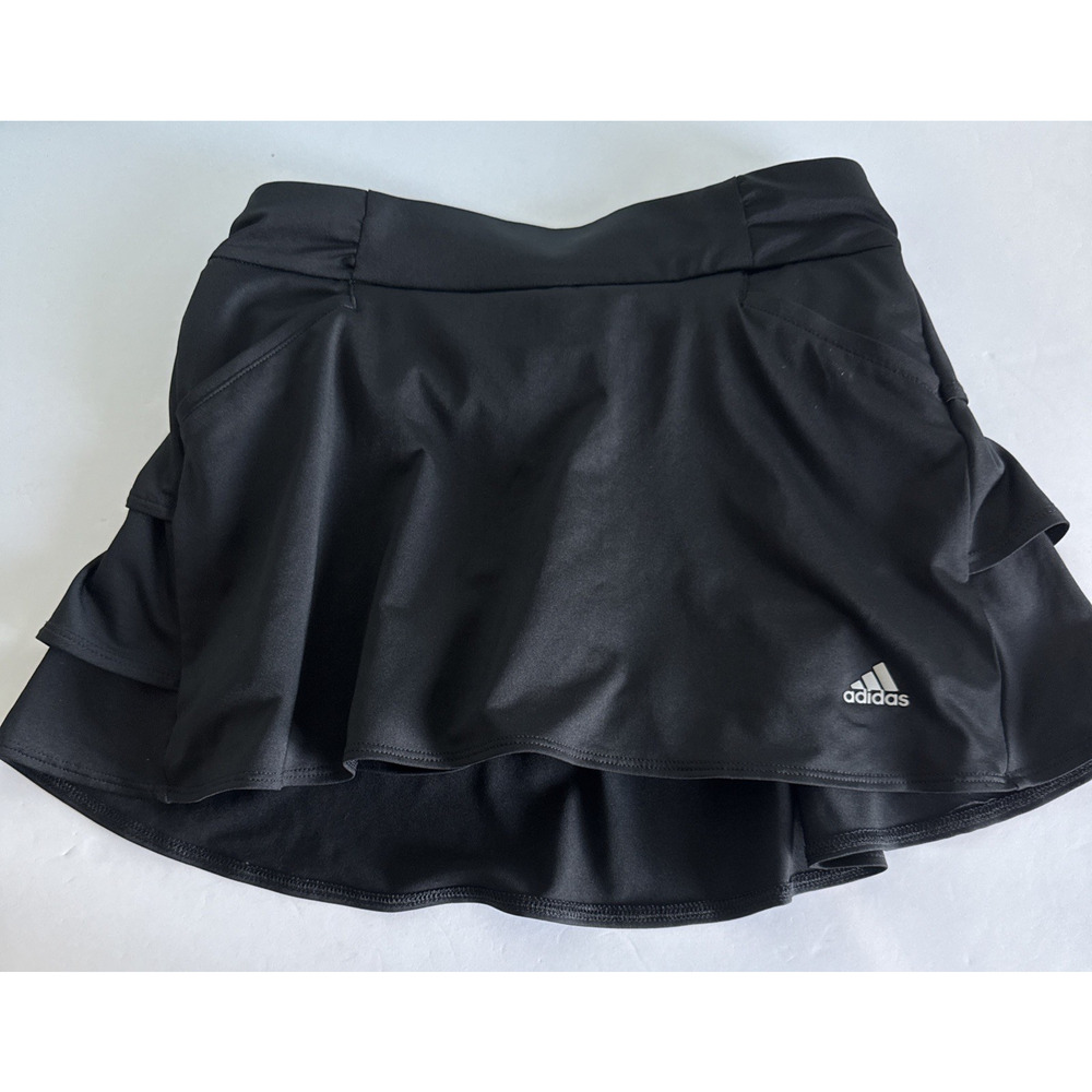 Adidas Skort‎ Youth Girls small Golf Tennis Athletic Built In Shorts Skirt Black